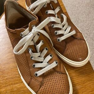 Paul Green Brown Leather Perforated Sneakers